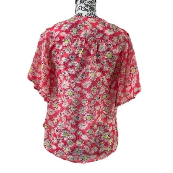 BELLA DU JOUR SHEER FLOWY PINK FLORAL OPEN BLOUSE WOMENS SIZE XL - Picture 6 of 10
